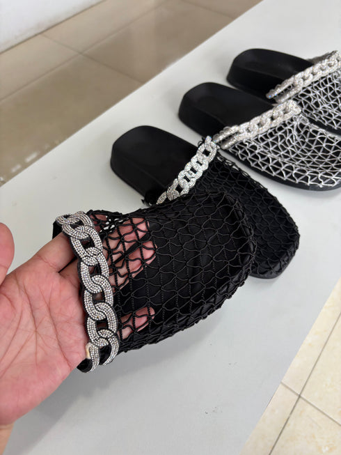 Lace Hollow Out Slid On Sliders